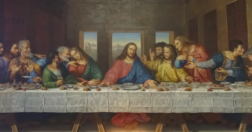 the Last Supper Painting Depicting Jesus with Apostles at Table